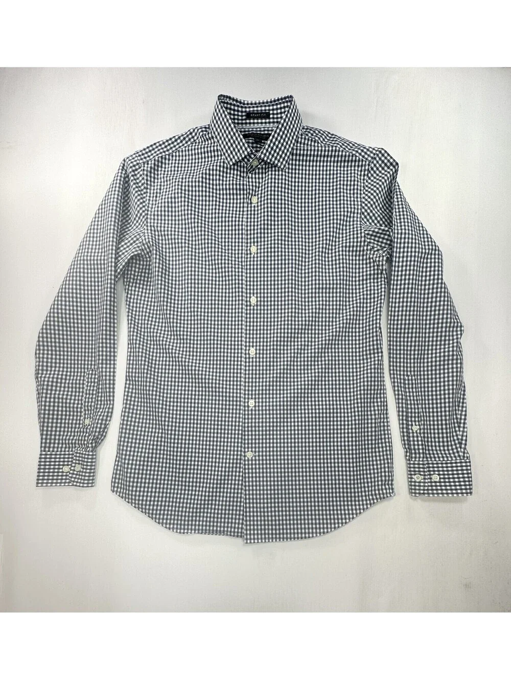 Banana Republic Grant Fit Check Cotton Button Up Blue Mens M
